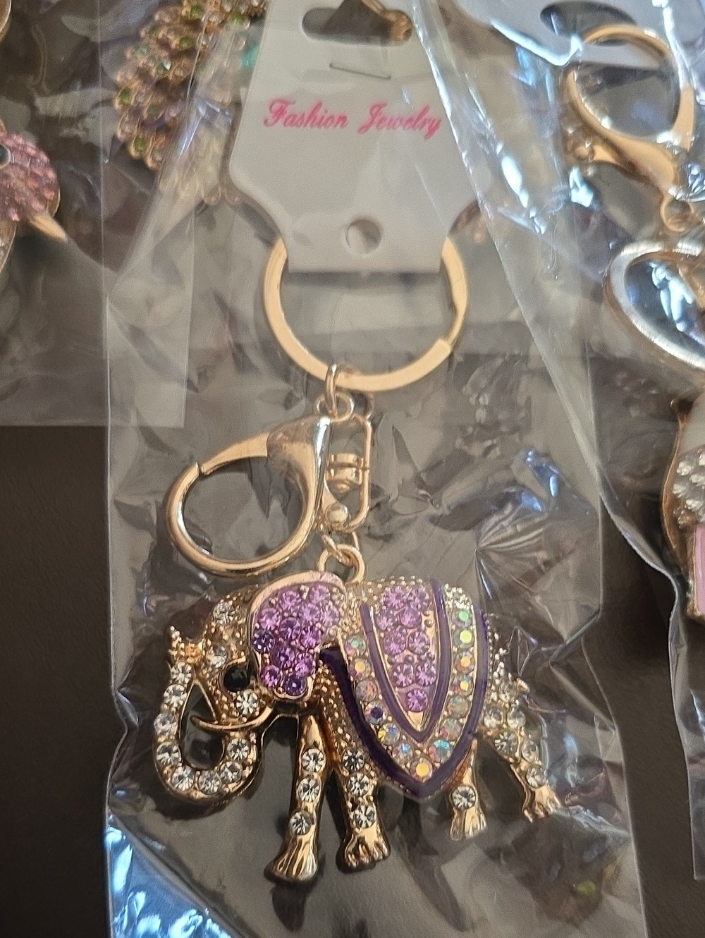 Fashion Jewelry Gold-Tone Crystal Charm Keychain with Multicolor Gem Accents - Picture 15 of 16